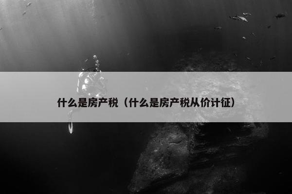 什么是房产税（什么是房产税从价计征）