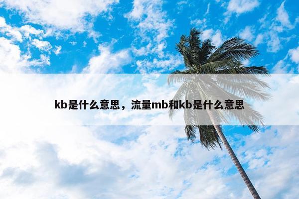 kb是什么意思，流量mb和kb是什么意思