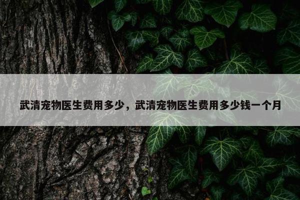 武清宠物医生费用多少，武清宠物医生费用多少钱一个月