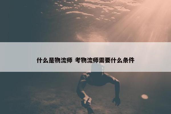 什么是物流师 考物流师需要什么条件