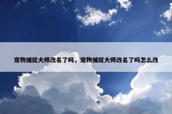 宠物捕捉大师改名了吗，宠物捕捉大师改名了吗怎么改