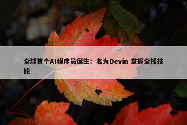 全球首个AI程序员诞生：名为Devin 掌握全栈技能