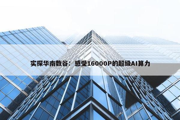 实探华南数谷：感受16000P的超级AI算力