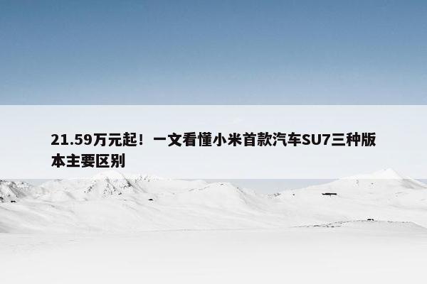 21.59万元起！一文看懂小米首款汽车SU7三种版本主要区别