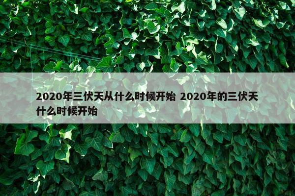 2020年三伏天从什么时候开始 2020年的三伏天什么时候开始