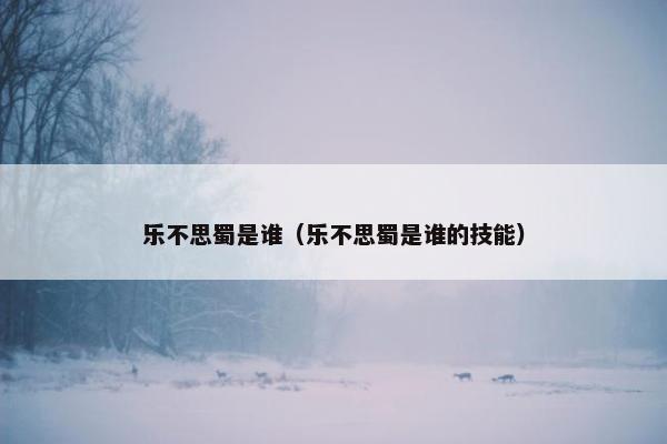 乐不思蜀是谁（乐不思蜀是谁的技能）