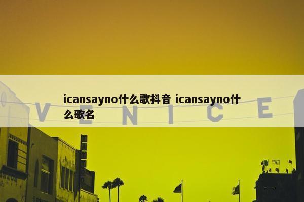 icansayno什么歌抖音 icansayno什么歌名