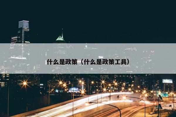 什么是政策（什么是政策工具）