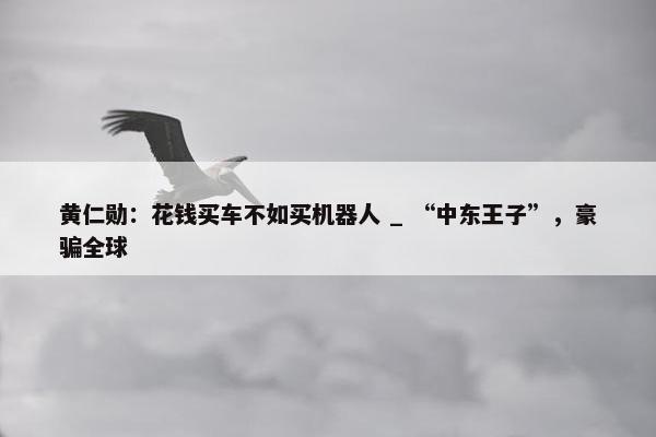 黄仁勋：花钱买车不如买机器人 _ “中东王子”，豪骗全球