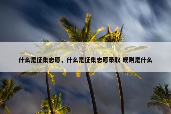 什么是征集志愿，什么是征集志愿录取 规则是什么