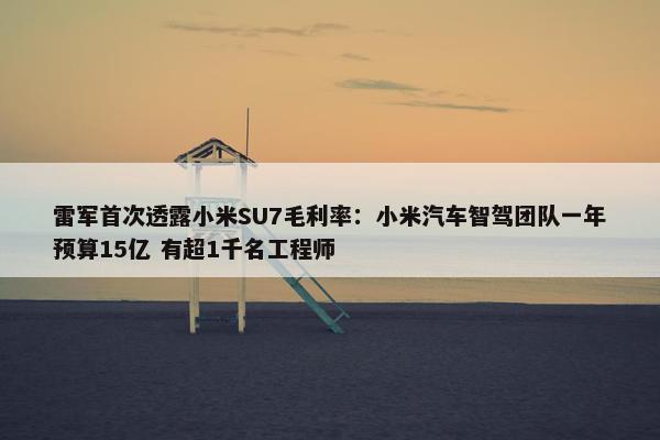 雷军首次透露小米SU7毛利率：小米汽车智驾团队一年预算15亿 有超1千名工程师