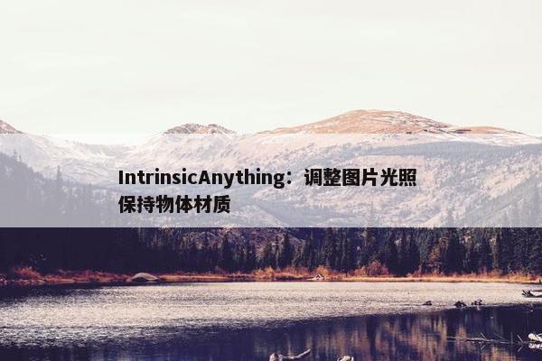 IntrinsicAnything：调整图片光照 保持物体材质