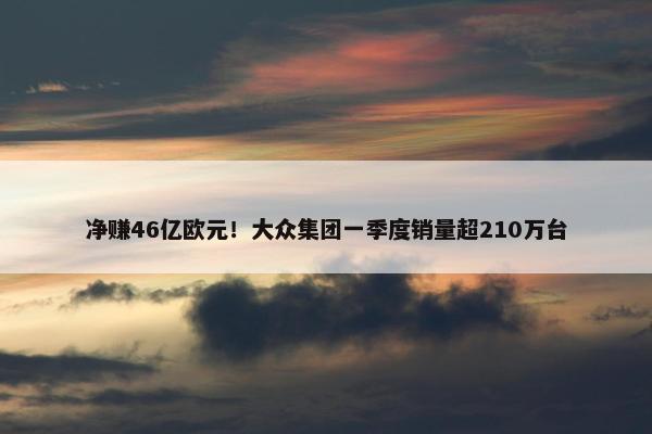 净赚46亿欧元！大众集团一季度销量超210万台