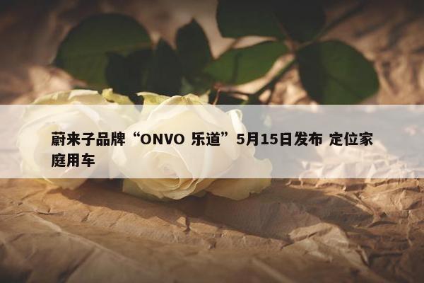 蔚来子品牌“ONVO 乐道”5月15日发布 定位家庭用车