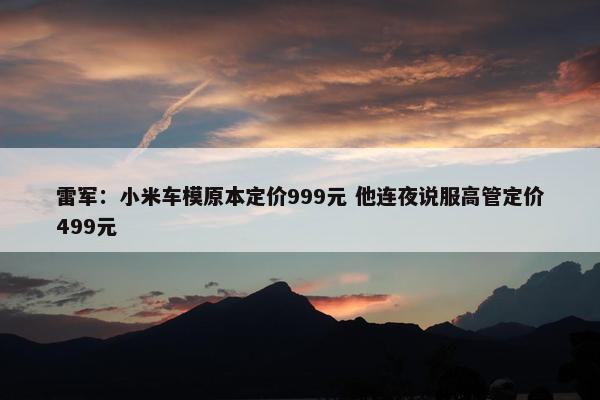 雷军：小米车模原本定价999元 他连夜说服高管定价499元