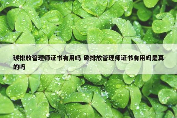 碳排放管理师证书有用吗 碳排放管理师证书有用吗是真的吗