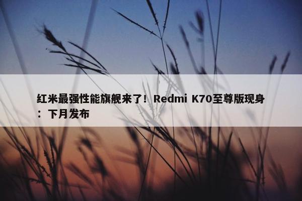 红米最强性能旗舰来了！Redmi K70至尊版现身：下月发布