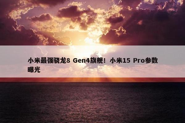 小米最强骁龙8 Gen4旗舰！小米15 Pro参数曝光