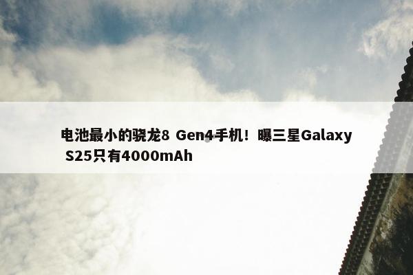 电池最小的骁龙8 Gen4手机！曝三星Galaxy S25只有4000mAh