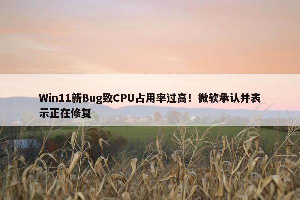 Win11新Bug致CPU占用率过高！微软承认并表示正在修复