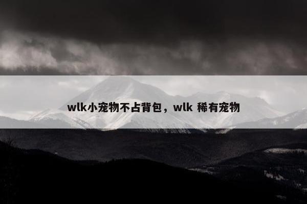 wlk小宠物不占背包，wlk 稀有宠物