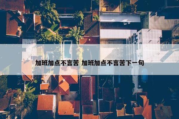 加班加点不言苦 加班加点不言苦下一句