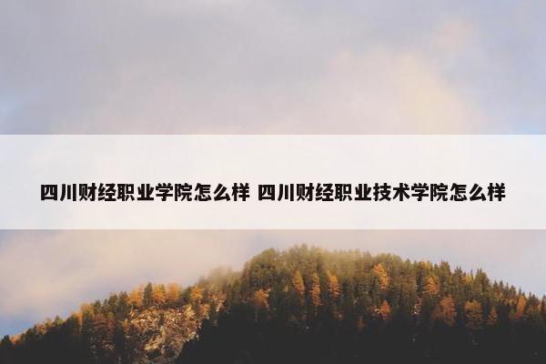 四川财经职业学院怎么样 四川财经职业技术学院怎么样