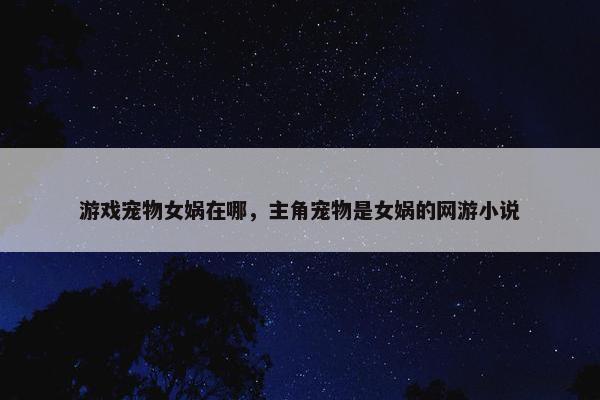 游戏宠物女娲在哪，主角宠物是女娲的网游小说