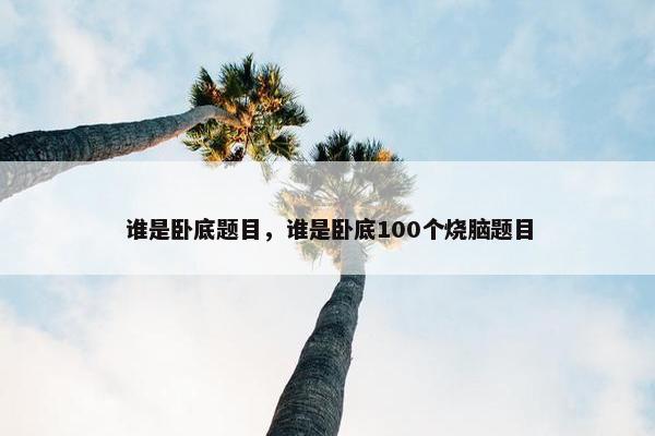 谁是卧底题目，谁是卧底100个烧脑题目