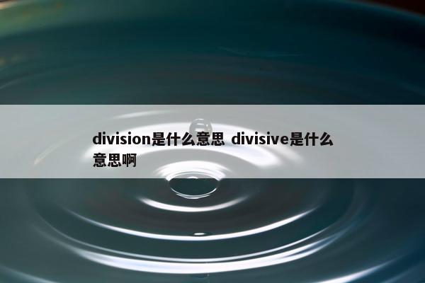 division是什么意思 divisive是什么意思啊