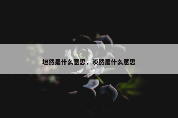 坦然是什么意思，淡然是什么意思