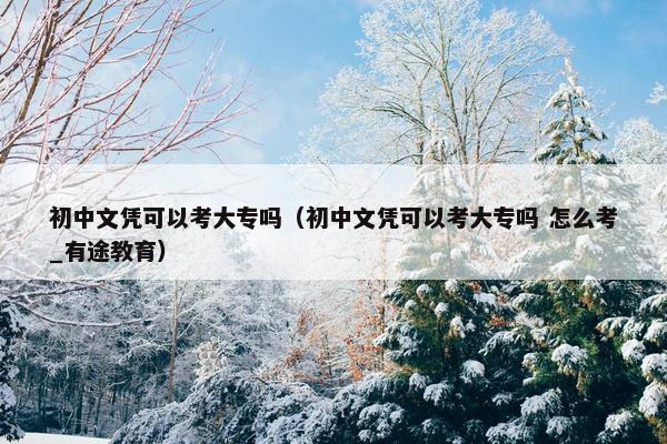 初中文凭可以考大专吗（初中文凭可以考大专吗 怎么考_有途教育）