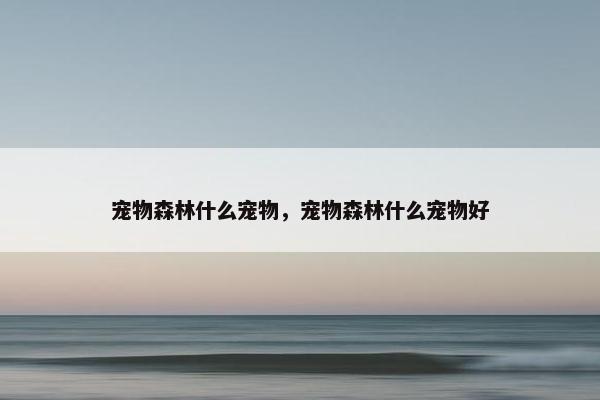 宠物森林什么宠物，宠物森林什么宠物好