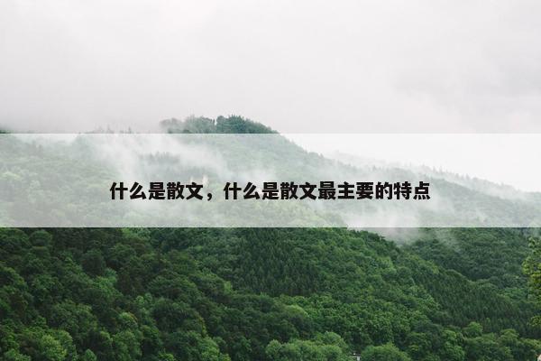 什么是散文，什么是散文最主要的特点