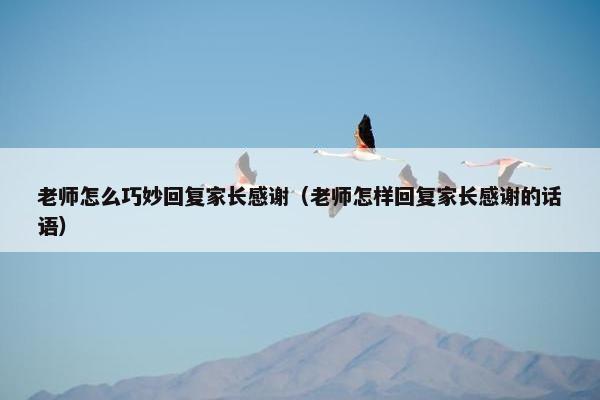 老师怎么巧妙回复家长感谢（老师怎样回复家长感谢的话语）