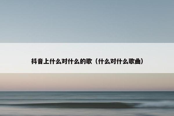 抖音上什么对什么的歌（什么对什么歌曲）