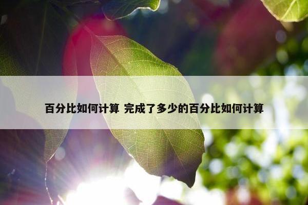 百分比如何计算 完成了多少的百分比如何计算