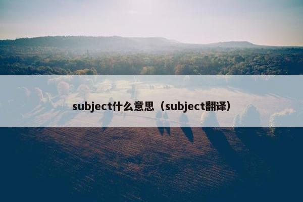 subject什么意思（subject翻译）