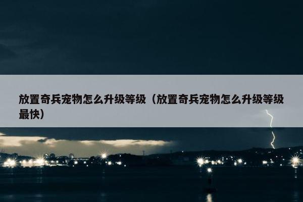 放置奇兵宠物怎么升级等级（放置奇兵宠物怎么升级等级最快）