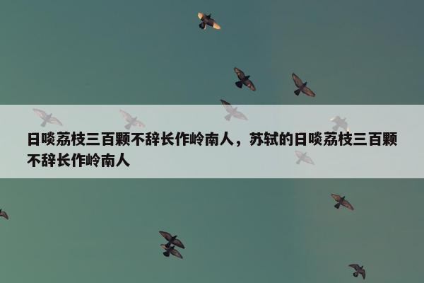 日啖荔枝三百颗不辞长作岭南人，苏轼的日啖荔枝三百颗不辞长作岭南人