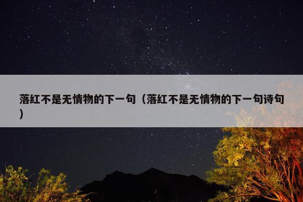 落红不是无情物的下一句（落红不是无情物的下一句诗句）