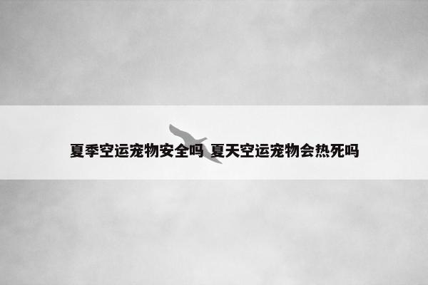 夏季空运宠物安全吗 夏天空运宠物会热死吗