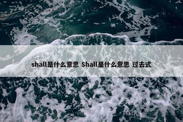 shall是什么意思 Shall是什么意思 过去式