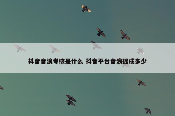 抖音音浪考核是什么 抖音平台音浪提成多少