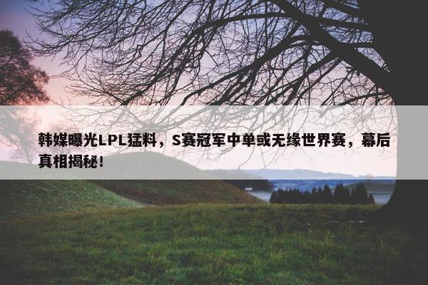 韩媒曝光LPL猛料，S赛冠军中单或无缘世界赛，幕后真相揭秘！