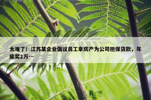 太难了！江苏某企业倡议员工拿房产为公司担保贷款，年底奖2万…