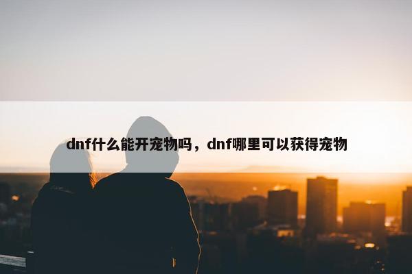 dnf什么能开宠物吗，dnf哪里可以获得宠物