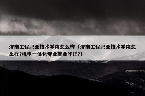 济南工程职业技术学院怎么样（济南工程职业技术学院怎么样?机电一体化专业就业咋样?）