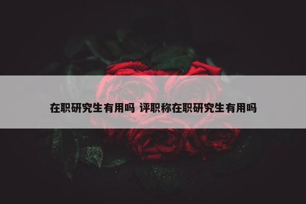 在职研究生有用吗 评职称在职研究生有用吗