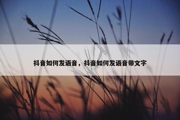 抖音如何发语音，抖音如何发语音带文字